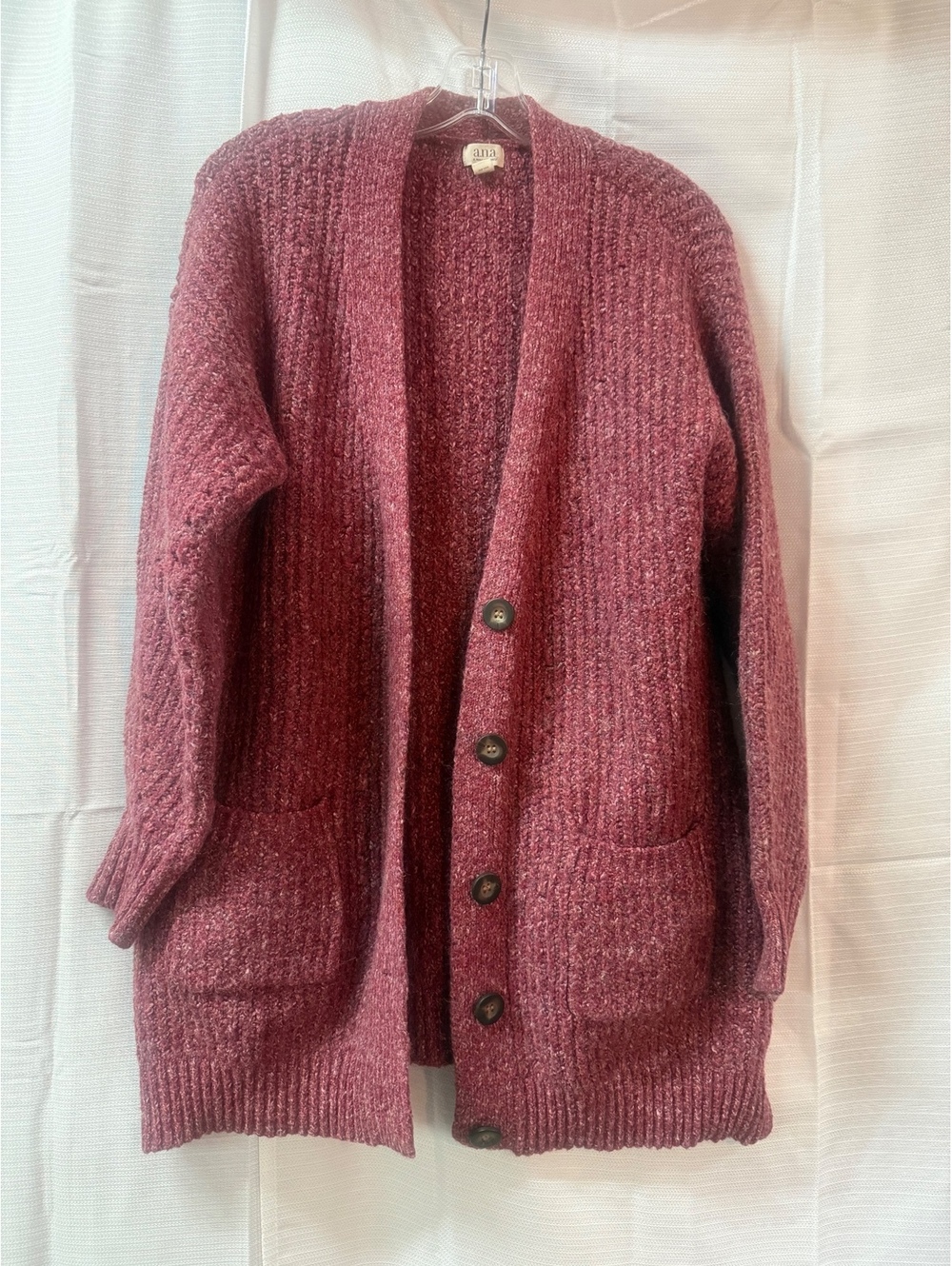 A.N.A Women's Burgundy Knit Cardigan Sweater Size S